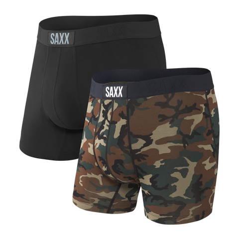 SAXX Boxer Vibe Super Soft- 2 Pack- Wood Camo/Black