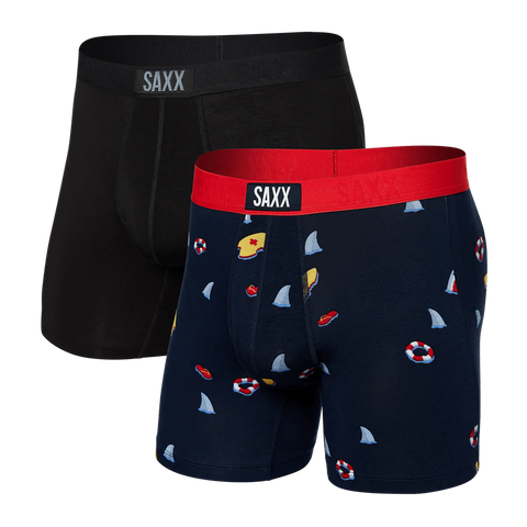 SAXX Boxer Vibe Super Soft- 2 Pack- Dangerous Waters/Black